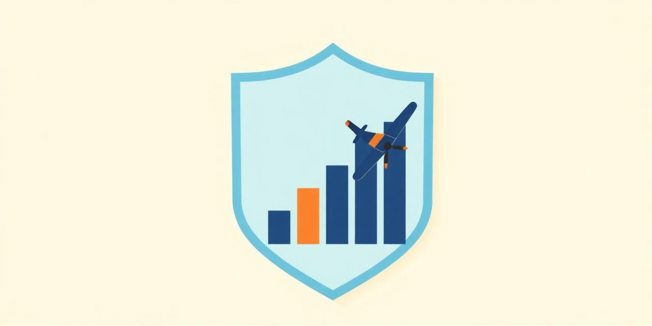 Shield with bar chart and aircraft