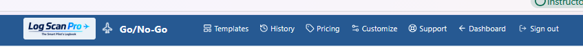 The Go/No-Go menu bar.