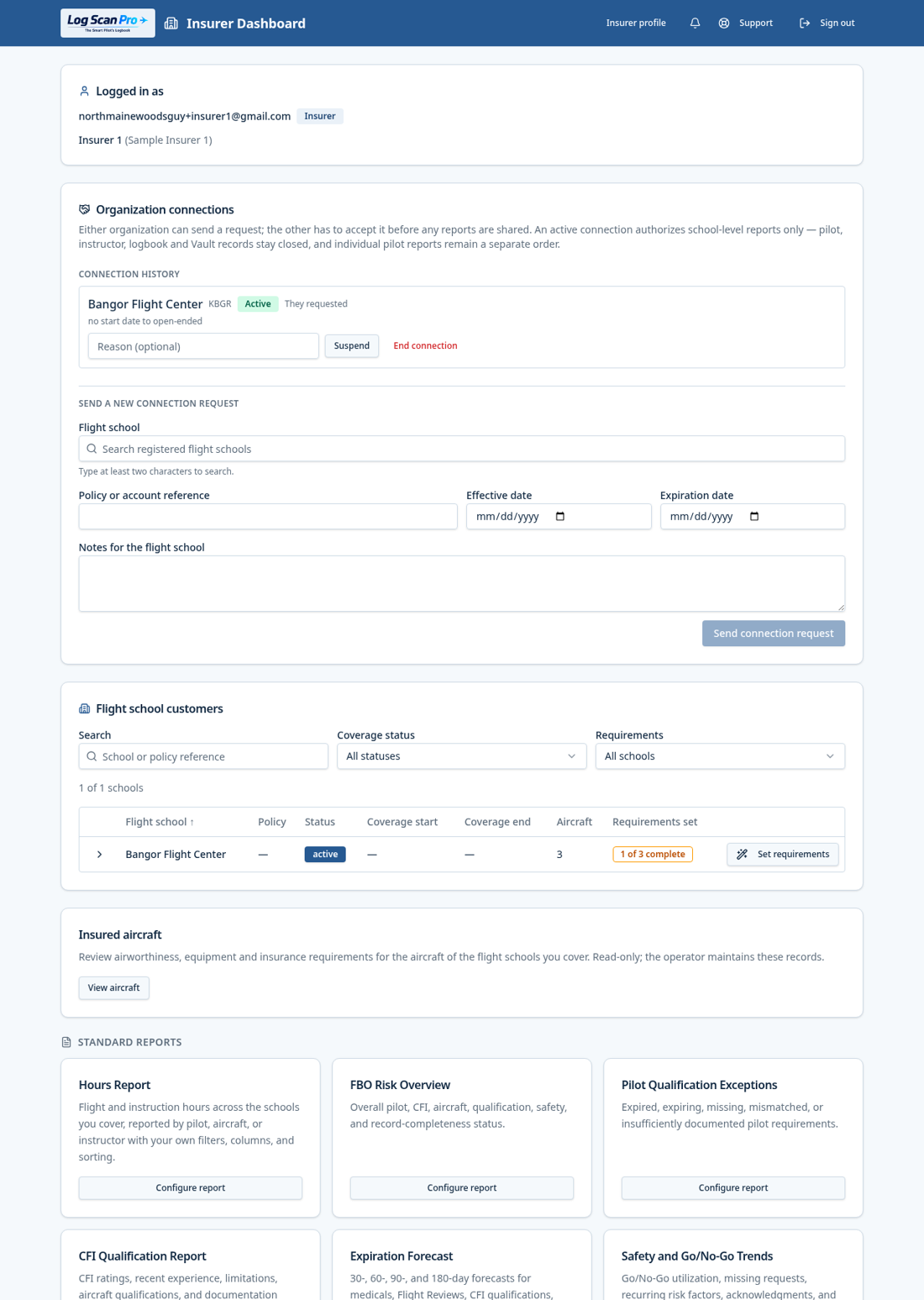 The insurer dashboard.