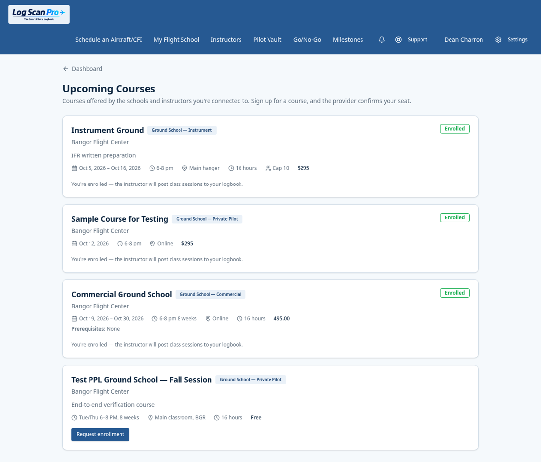Upcoming courses.